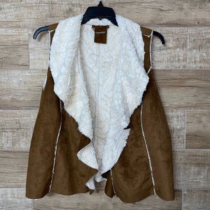 Joujou Faux Shearling Vest 2X Brown Suede Mid Western Fashion